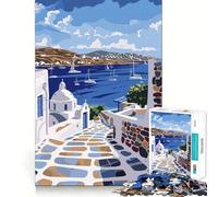 Puzzle dell'isola greca di Mykonos per adulti, 1000 pezzi, gioco di logica e rilassante, di alta qualità, decorazione da parete (50x75cm)