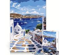 Puzzle dell'isola greca di Mykonos per ragazzi, 1000 pezzi, gioco di logica stimolante, divertimento condiviso, bordi trasparenti, regalo perfetto (38x52cm)