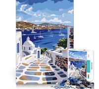 Puzzle dell'isola greca di Mykonos per ragazzi, 1000 pezzi, gioco di logica stimolante, divertimento condiviso, bordi trasparenti, regalo perfetto (38x52cm)