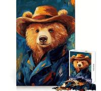 Puzzle dell'orso con il cappello per ragazzi, 1000 pezzi, memoria nitida, svago, piacere, bordi precisi, regalo invernale (38x52cm)