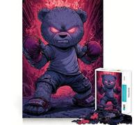 Puzzle dell'orso pugile arrabbiato,1000 pezzi,divertente da giocare,senza sbavature,con tagli precisi,portatile,ideale per i viaggi (38x52cm)
