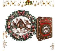 Puzzle Design Della Corona A Tema Natalizio | Puzzle In Legno Della Ghirlanda Di Natale Per Uomini Donne Ragazze Giovani Adolescenti Marito Figlio Figlia Famiglia