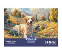 Puzzle Dettagliato Difficile 1000 Pezzi - Golden Retriever nel Prato, Gioco Sfidante Originale Idea Regalo 52x38cm