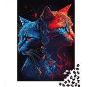 Puzzle di 1000 gatti opposti per adulti e adolescenti e puzzle in legno per famiglie, giochi, regali di Natale, 1000 pezzi (75x50 cm)