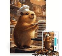 Puzzle di 1000 pezzi con animali capibara chef che decora una torta,tecnologia di taglio laser avanzata,giocattolo per interni ed vacanze (38x26cm)