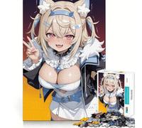 Puzzle di 1000 pezzi con ragazza anime con orecchie e zanne da gatto,gioco di costruzione che mette alla prova la concentrazione,facile da assemblare,sicuro e divertente per le vacanze al chiuso