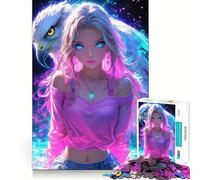 Puzzle di 1000 pezzi con ragazza anime e aquila per adolescenti,stimolante per la mente,divertimento senza spazi vuoti,incastro perfetto,piacevole svago per interni accoglienti (38x52cm)