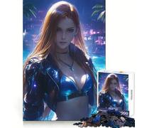 Puzzle di 1000 pezzi con ragazza in bikini in stile anime di notte, ideale per adolescenti, per stimolare la mente e il tempo libero Senza bordi irregolari Regalo di Natale (50x75cm)