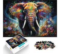Puzzle di 1000 pezzi per Adulti Arte Colorata Elefante Animale Decorazione della Casa Puzzle Arte della Casa Decorazione Adatto per Adolescenti di 14 Anni e Oltre 50x70cm