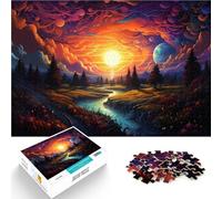 Puzzle di 1000 pezzi per adulti tramonto sul fiume decorazione per la casa sfida di intelligenza cerebrale Giocattoli avvincenti per i giovani 14 anni 26x38cm