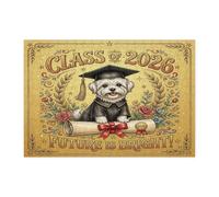 Puzzle di 300 pezzi con cane maltese complimenti laureati per adulti, puzzle in legno per diploma di laurea, decorazioni per la casa per l'intrattenimento domestico