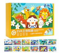 Puzzle di adesivi in schiuma 3D - Libri di adesivi riutilizzabili | Materiali per artigianato, 12 pezzi Gioco educativo Puzzle in schiuma per bambini, per desktop Progetto artistico natalizio Scuol
