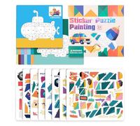 Puzzle di adesivi per bambini, 26 cm, puzzle per bambini, gioco educativo creativo animale, gioco di adesivi con motivi di animali e veicoli, favorisce le capacità motorie per la scuola materna