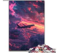 Puzzle di aerei tra nuvole al neon per adolescenti, puzzle da 1000 pezzi, giochi educativi fai da te con poster abbinato e foglio di quiz per età 14+ (50x75cm)