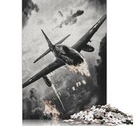 Puzzle di aereo da guerra in fiamme, puzzle rettangolare di carta ad incastro preciso per bambini o bambine, regali di Natale 1000 pezzi (26x38 cm)