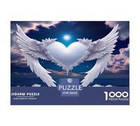 Puzzle di Ali di Angelo per Adulti, 1000 Pezzi, Ali che Tengono un Cuore sopra Paesaggio Acquatico, Gioco Educativo, Antistress,Ottima Idea Regalo, Ali che Tengono un Cuore sopra Paesaggio Acquatico