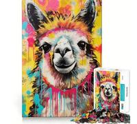 Puzzle di alpaca in stile Pop Art per la decorazione della casa,1000 pezzi,gioco stimolante per la mente,taglio preciso,allineamento perfetto,attività di condivisione per i propri cari (38x26cm)