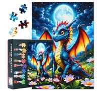 Puzzle di alta qualità, 1000 pezzi, motivo: drago sotto la luna piena (50 x 70 cm), motivo fantasy, sfida finale per gli esperti di puzzle