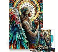 Puzzle di angelo in vetro colorato per adulti, 1000 pezzi, Smart Reason Toy Group, bordo liscio, opera d'arte 38x52cm