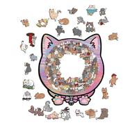 Puzzle Di Animali - 135 Pezzi Gatto con Cornice Gioco di Ingegno,Puzzle in Legno Colorato - per Ragazze Ragazzi Giovani Anziani Attività Educativa da Tavolo Decorazione per la Casa