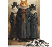Puzzle di animali, 3 gatti vestiti, giocattolo educativo, puzzle di cartone premium per bambini adulti, regalo di Natale, 1000 pezzi (26x38 cm)