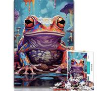 Puzzle di animali artistici a forma di rana per adulti e adolescenti, giochi educativi, decorazione per la casa, adatti per la decorazione del desktop, 38x26cm