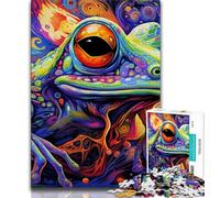 Puzzle di animali artistici a forma di rana per adulti, giocattoli educativi per l'apprendimento, giochi per famiglie con poster abbinato e foglio di quiz (75x50cm)