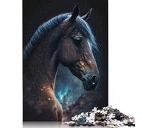 Puzzle di animali e cavalli nello spazio galattico, di alta qualità, rettangolare, in carta riciclata al 100%, per bambini e bambine, regali di Natale, 1000 pezzi (75x50 cm)