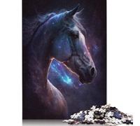 Puzzle di animali e cavalli nello spazio galattico, di alta qualità, rettangolare, in carta riciclata al 100%, per bambini e bambine, regali di Natale, 1000 pezzi (75x50 cm)