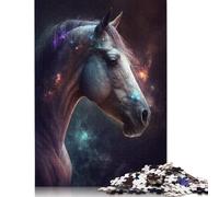 Puzzle di animali e cavalli nello spazio galattico, realizzato con materiali ecologici, 100% in cartone riciclato, per bambini adulti, regalo di Halloween, 1000 pezzi (75x50 cm)
