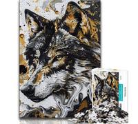 Puzzle di animali e lupi, 1000 pezzi per adolescenti, antistress, per ammazzare il tempo durante le vacanze, con poster abbinato e foglio di quiz (75x50cm)