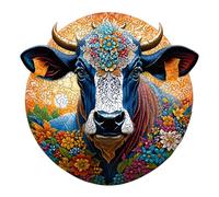 Puzzle Di Animali In Legno - Highland Cow | Giocattolo Azzurro Per Adulti E Bambini | Puzzle Di Legno Unico | Regalo Artistico Per La Serata Di Gioco In Famiglia, Feste Di Amici O Rilassante Attività