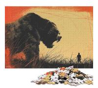Puzzle di arte animale con incontro con l'orso da 1000 pezzi, gioco educativo in legno per adulti, 1000 pezzi (75x50 cm)
