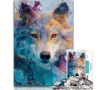 Puzzle di arte animale del lupo per adolescenti, per gioco educativo, sfida giocattolo, ideale come regalo per tutta la famiglia, 38x26cm