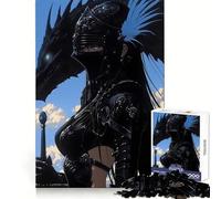 Puzzle di arte anime Cavaliere Nero e Drago per ragazzi, 1000 pezzi, stimolante per l'intelletto e l'abilità, per un'attività ricreativa rilassante e pulita, ideale come regalo invernale (50x75cm)