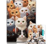 Puzzle di arte del gatto per adulti e adolescenti, aiuta il cervello a esercitare i giocattoli avvincenti per coltivare la pazienza, adatti alle coppie (50x75cm)