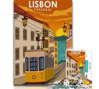 Puzzle di arte del tram di Lisbona, Portogallo, per adulti e adolescenti, aiuta il cervello a esercitare i giocattoli avvincenti per coltivare la pazienza, ottimo regalo, 38x26cm