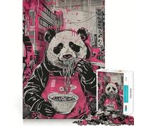 Puzzle di arte urbana con panda e ramen per adulti, 1000 pezzi, gioco di logica stimolante, rilassante, con bordi trasparenti, regalo artistico (38x52cm)