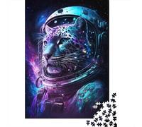 Puzzle di astronauta leopardo, decorazione unica per la casa, puzzle di cartone premium per adulti e adolescenti, 300 pezzi (40x28 cm)