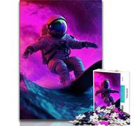 Puzzle di astronauti che fanno surf per adolescenti 1000 pezzi, aiuta il cervello ad allenare i giocattoli avvincenti per coltivare la pazienza Un'opera d'arte 38x26cm