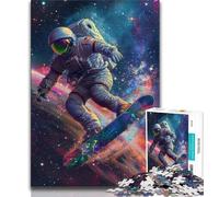 Puzzle di astronauti che fanno surf per adulti e adolescenti, puzzle per giochi educativi, giocattoli, decorazioni per la casa e regali unici (50x75cm)