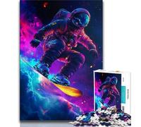 Puzzle di astronauti che fanno surf per adulti e ragazzi, 1000 pezzi, difficili da completare ma divertenti e umoristici, con poster e foglio di quiz abbinati (75x50cm)