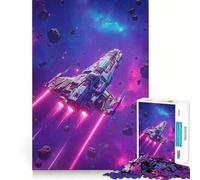 Puzzle di astronave che attraversa un campo di asteroidi per ragazzi, 1000 pezzi, per rafforzare la memoria, senza stress, con bordi lisci, regalo di Natale 50x75cm