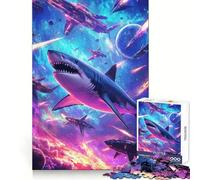 Puzzle di astronavi e squali per ragazzi, 1000 pezzi, gioco intelligente per il tempo libero, taglio preciso, regalo stagionale 38x52cm