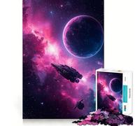 Puzzle di astronavi in nebulosa con pianeti per ragazzi, 1000 pezzi, gioco di logica, antistress, bordi trasparenti, regalo classico 38x26cm