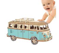 Puzzle di autobus in legno, kit di puzzle 3D incluso, modello tour 11.8x4.7in, pezzi di legno artigianali, giocattolo da costruzione educativa per bambini, adulti, intrattenimento domestico, sviluppo