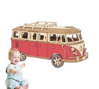 Puzzle di autobus in legno - Puzzle 3D in legno, modello di autobus turistico, kit di costruzione | Mestiere educativo in legnos per bambini, adulti, casa, ufficio, scuola