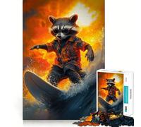 Puzzle di avventura surfistica con procione, difficile, per adulti, 1000 pezzi, puro gioco di logica, attività domestica, taglio netto, bel regalo (38x26cm)