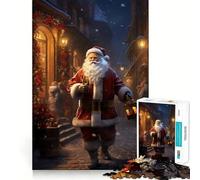 Puzzle di Babbo Natale della Vigilia di Natale da 1000 pezzi per ragazzi, gioco di logica, momento in famiglia, bordo trasparente, calda sorpresa (38x52cm)
