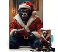 Puzzle di Babbo Natale e Gorilla da 1000 pezzi per adulti, ideale per rafforzare la memoria, per il tempo libero e il divertimento, con bordi di qualità e un regalo elegante (50x75cm)